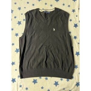 U.S. Polo Assn Men's Sweater Vest XXL Black Cotton V-Neck Pullover